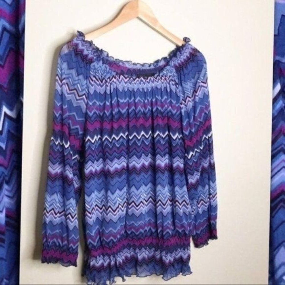 Inc Boho Off Shoulder Blouse In Chevron Pattern